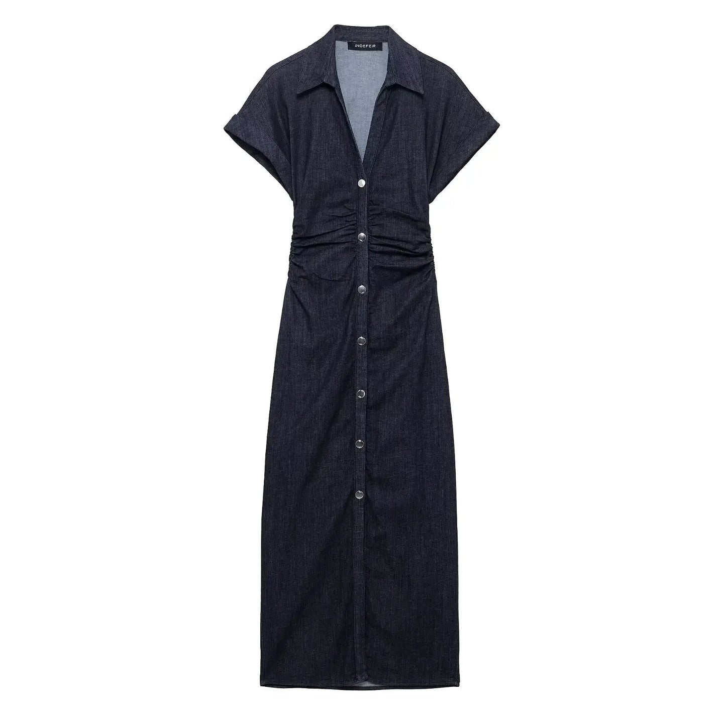 Deirdre - Denim jurk met knoopsluiting