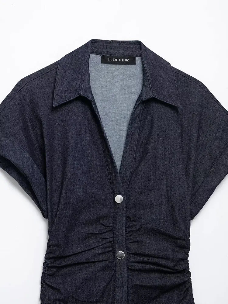 Deirdre - Denim jurk met knoopsluiting