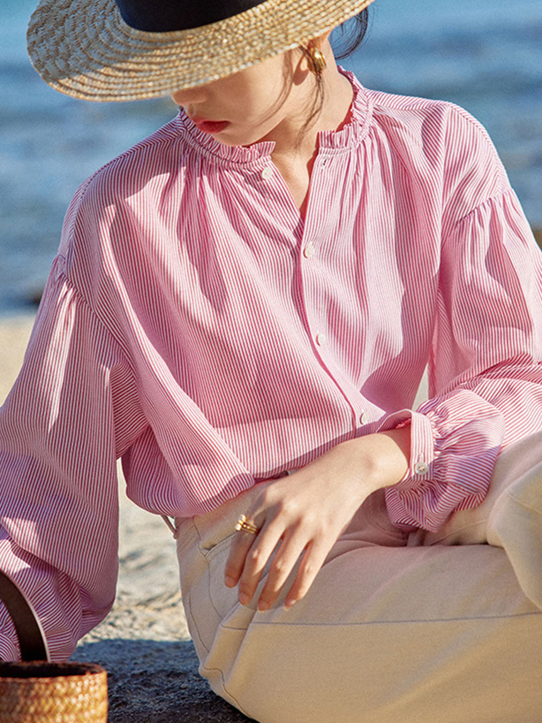 Destina - Stijlvolle Gestreepte Blouse