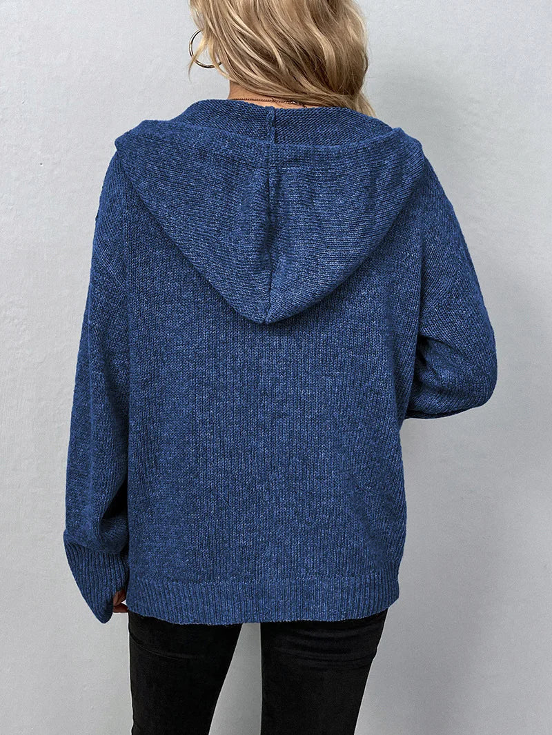 Elise – Stijlvol Gebreid Vest met Capuchon