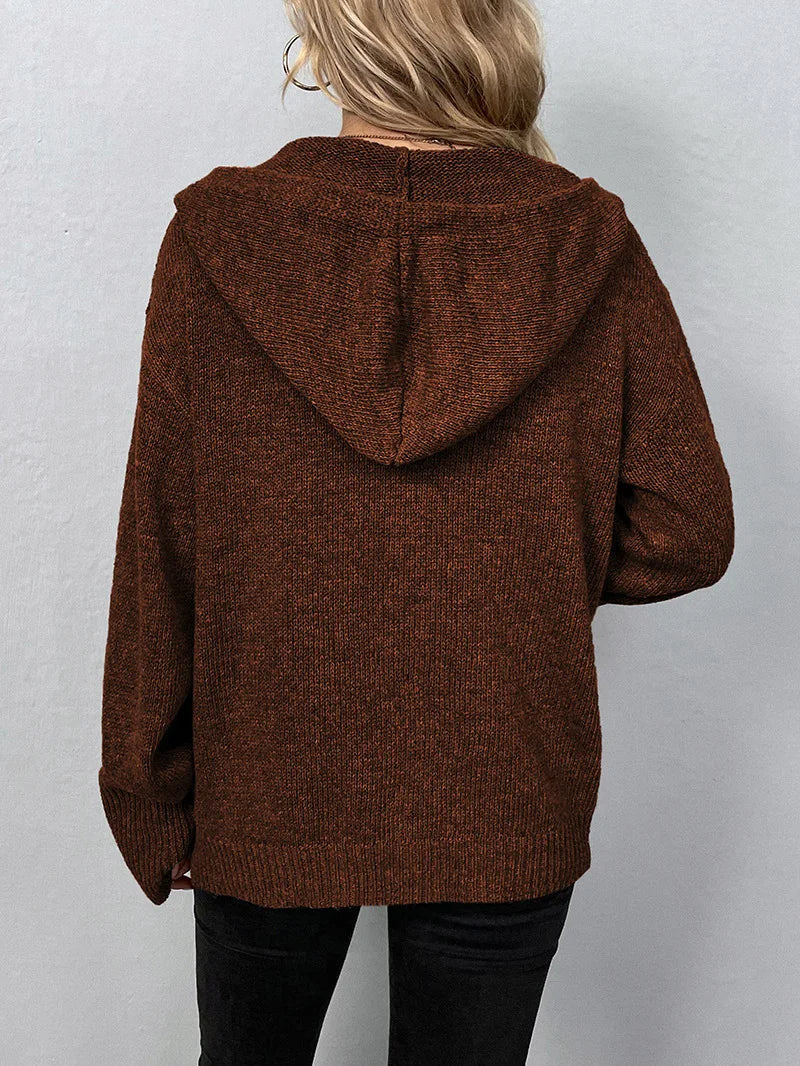 Elise – Stijlvol Gebreid Vest met Capuchon