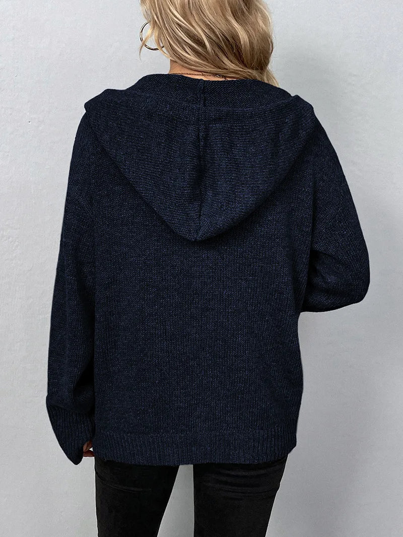 Elise – Stijlvol Gebreid Vest met Capuchon