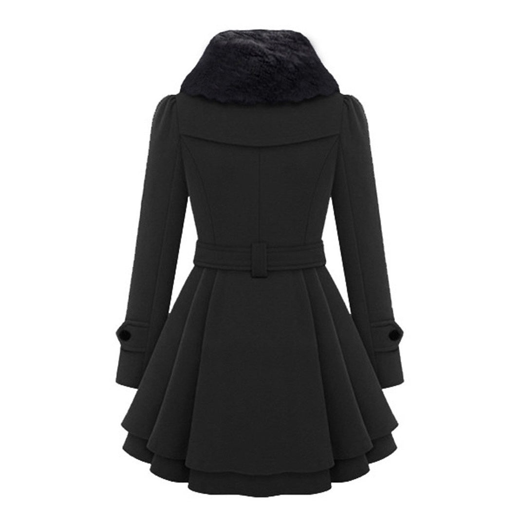 Vivian - Lange Winterjas met Bontkraag voor Dames