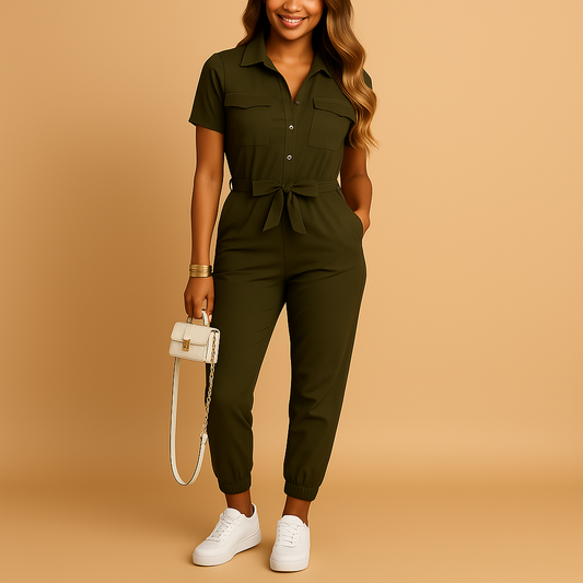 Elvera - Getailleerde jumpsuit met knoopsluiting