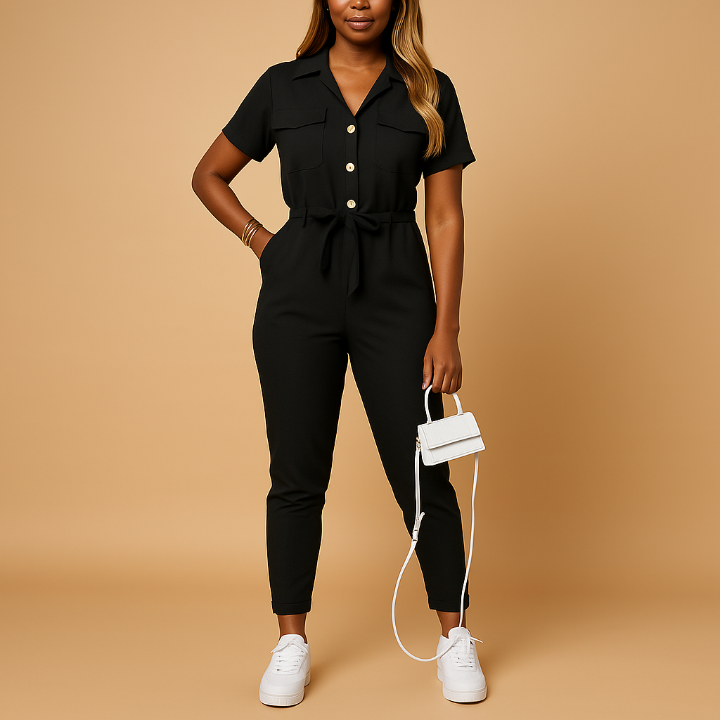Elvera - Getailleerde jumpsuit met knoopsluiting