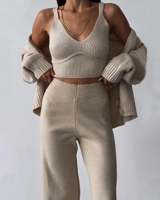 Elyndra - Driedelige Oversized Gebreide Set voor Dames