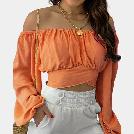 Elysha - Off shoulder croptop met lange mouwen voor dames