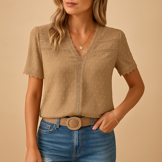 Enise - Kanten blouse met V-hals