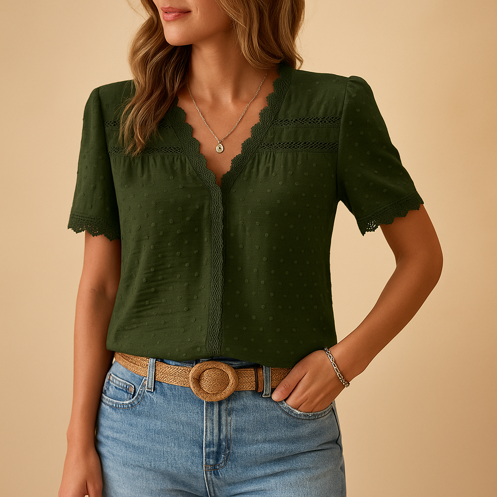 Enise - Kanten blouse met V-hals