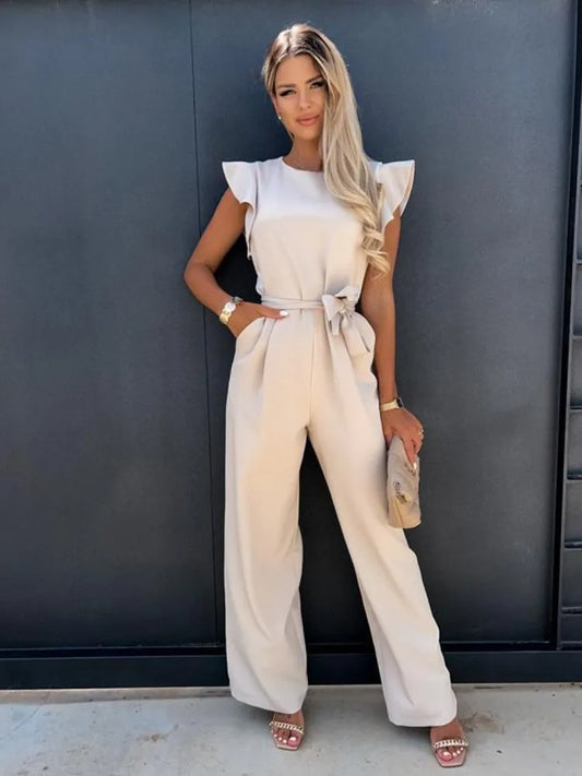 Esin - Jumpsuit met elegante ruches en wijde pijpen