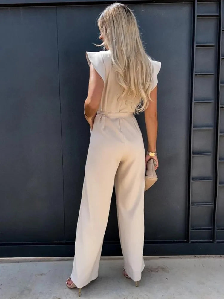 Esin - Jumpsuit met elegante ruches en wijde pijpen