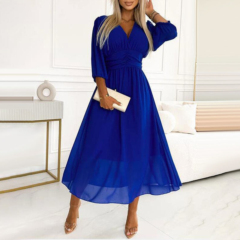 Francine - Chiffon Elegante Fit Midi Zomerjurk