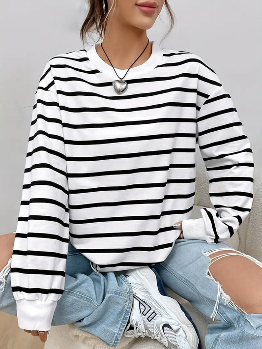 Genevieve - Gestreept Casual Sweatshirt
