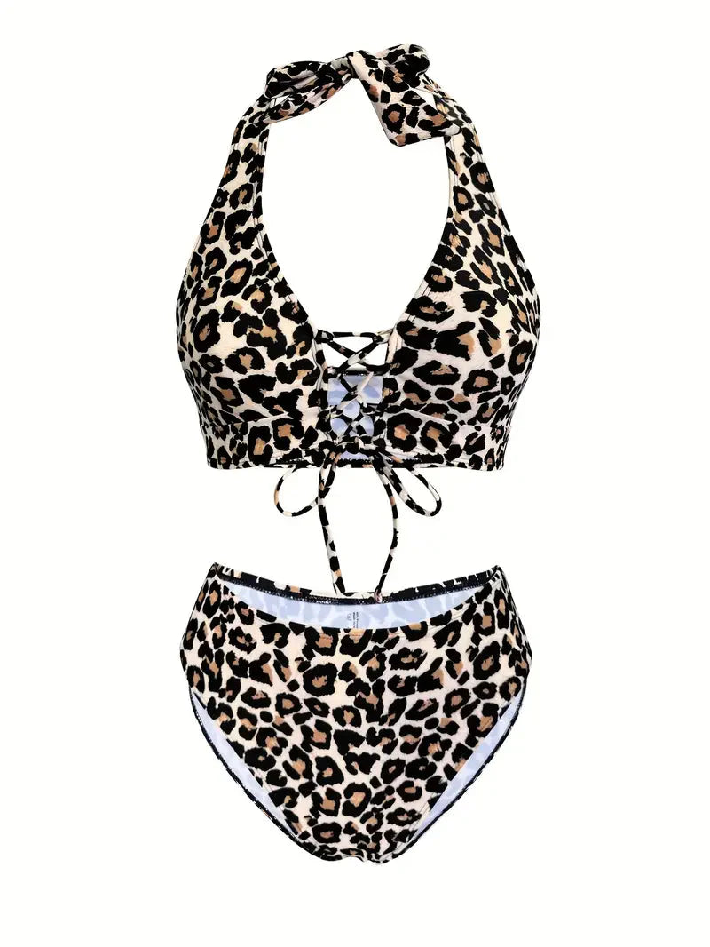 Giorgia - Panter Bikini Hoog Uitgesneden