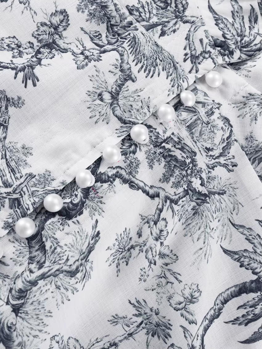 Jalina - Mini-Jurk met Toile-Print en Ballonmouwen