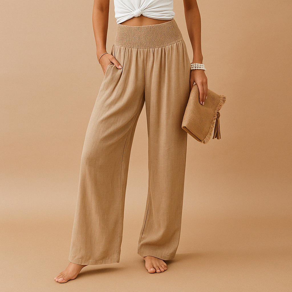 Joli - Luchtige broek met rechte pijpen en elastische taille