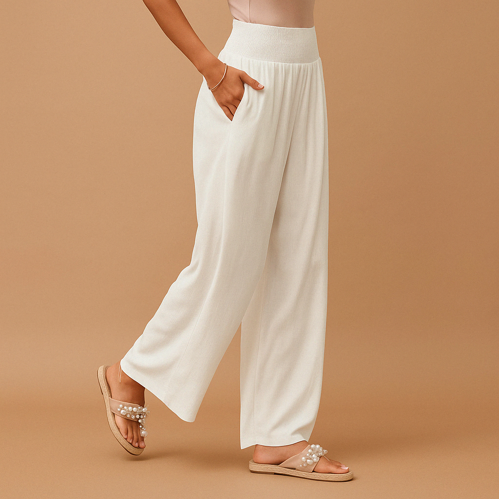 Joli - Luchtige broek met rechte pijpen en elastische taille