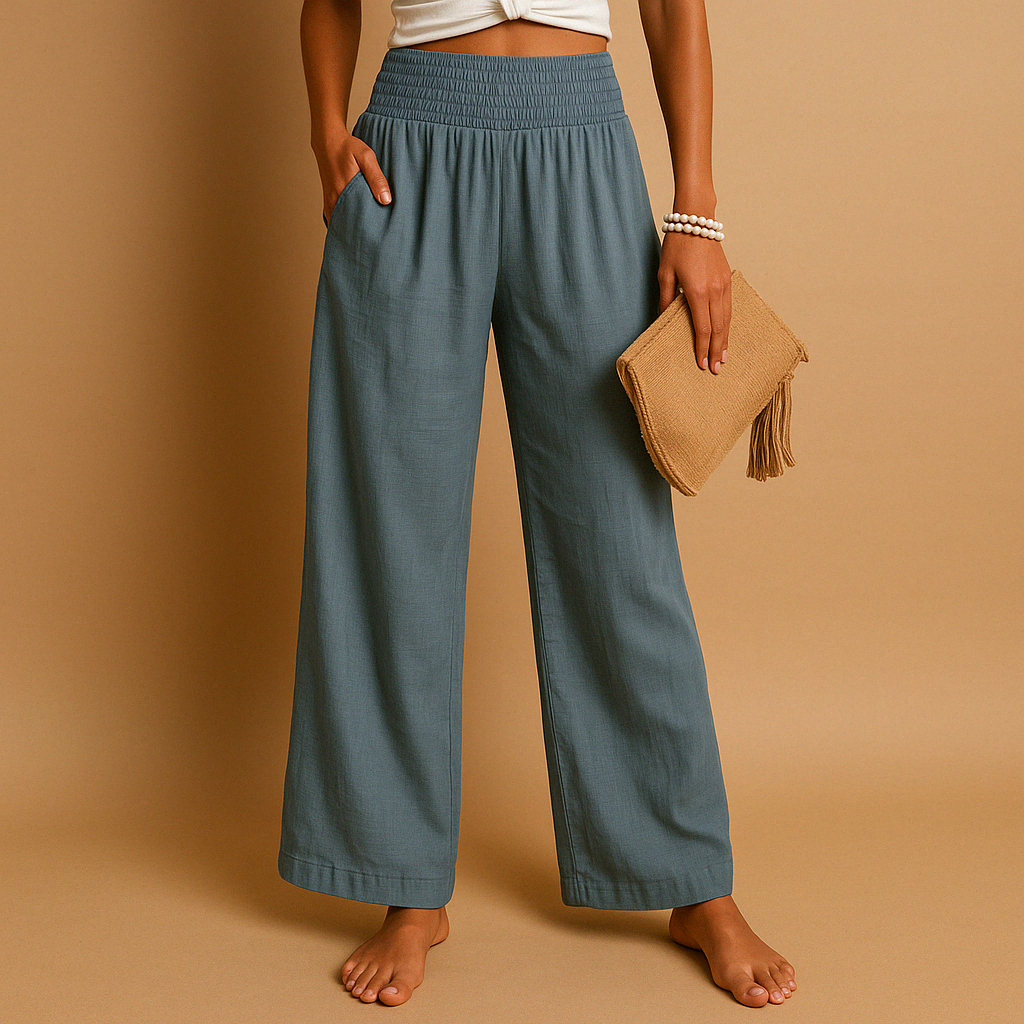 Joli - Luchtige broek met rechte pijpen en elastische taille