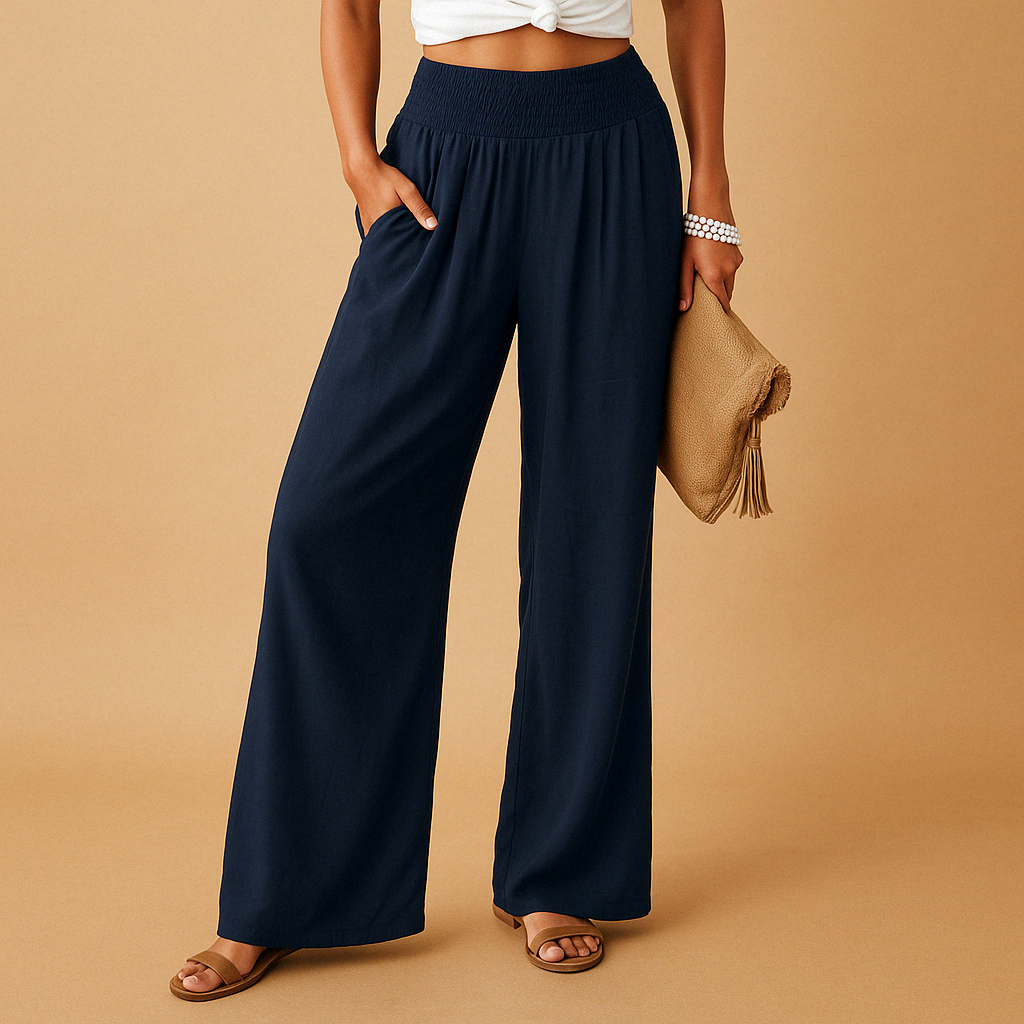 Joli - Luchtige broek met rechte pijpen en elastische taille
