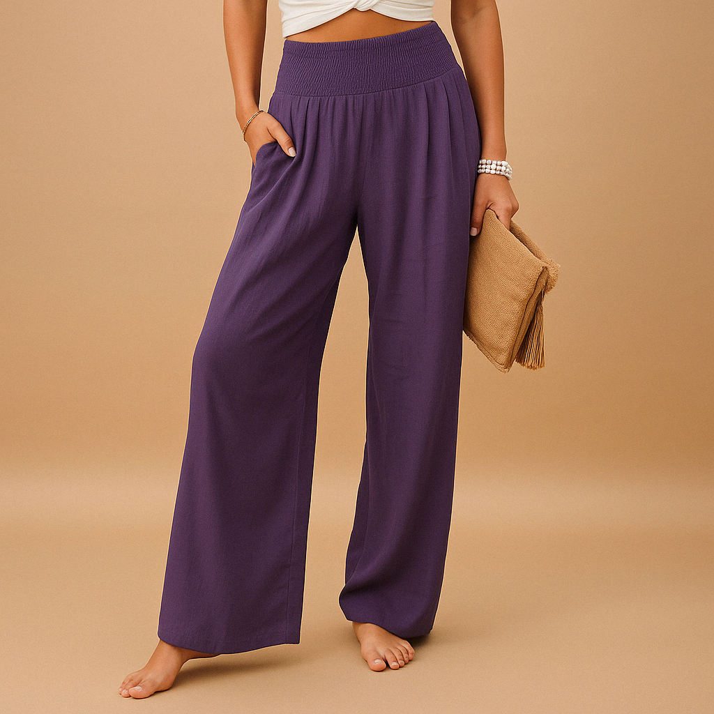 Joli - Luchtige broek met rechte pijpen en elastische taille