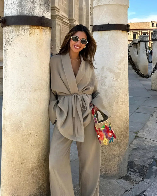Klara - Comfortabele Linnen Kimono Set voor Dames