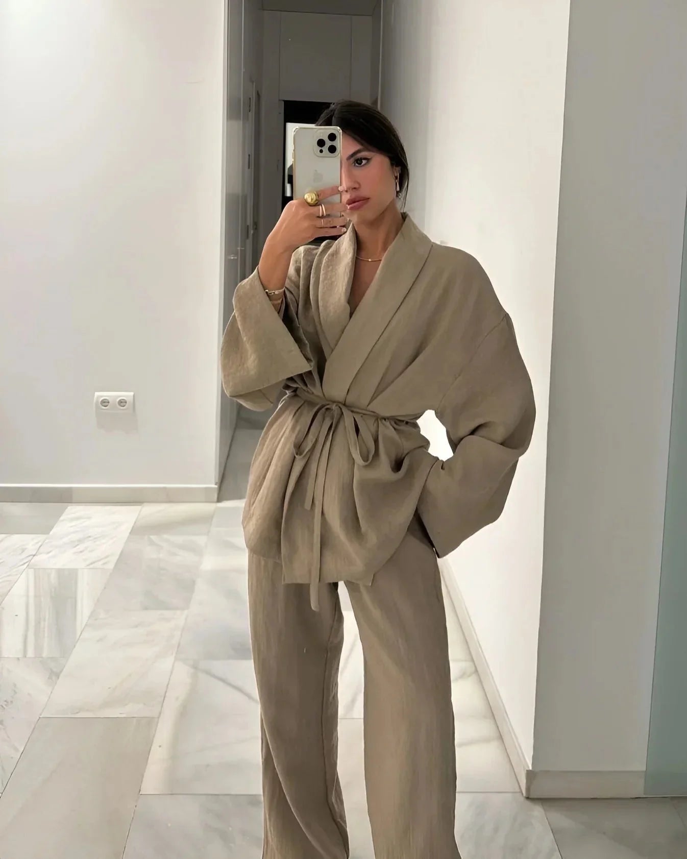 Klara - Comfortabele Linnen Kimono Set voor Dames