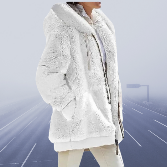 Leuntje - Casual fleece jas met capuchon