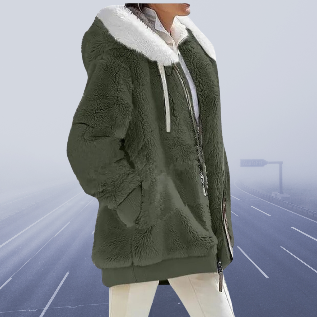 Leuntje - Casual fleece jas met capuchon