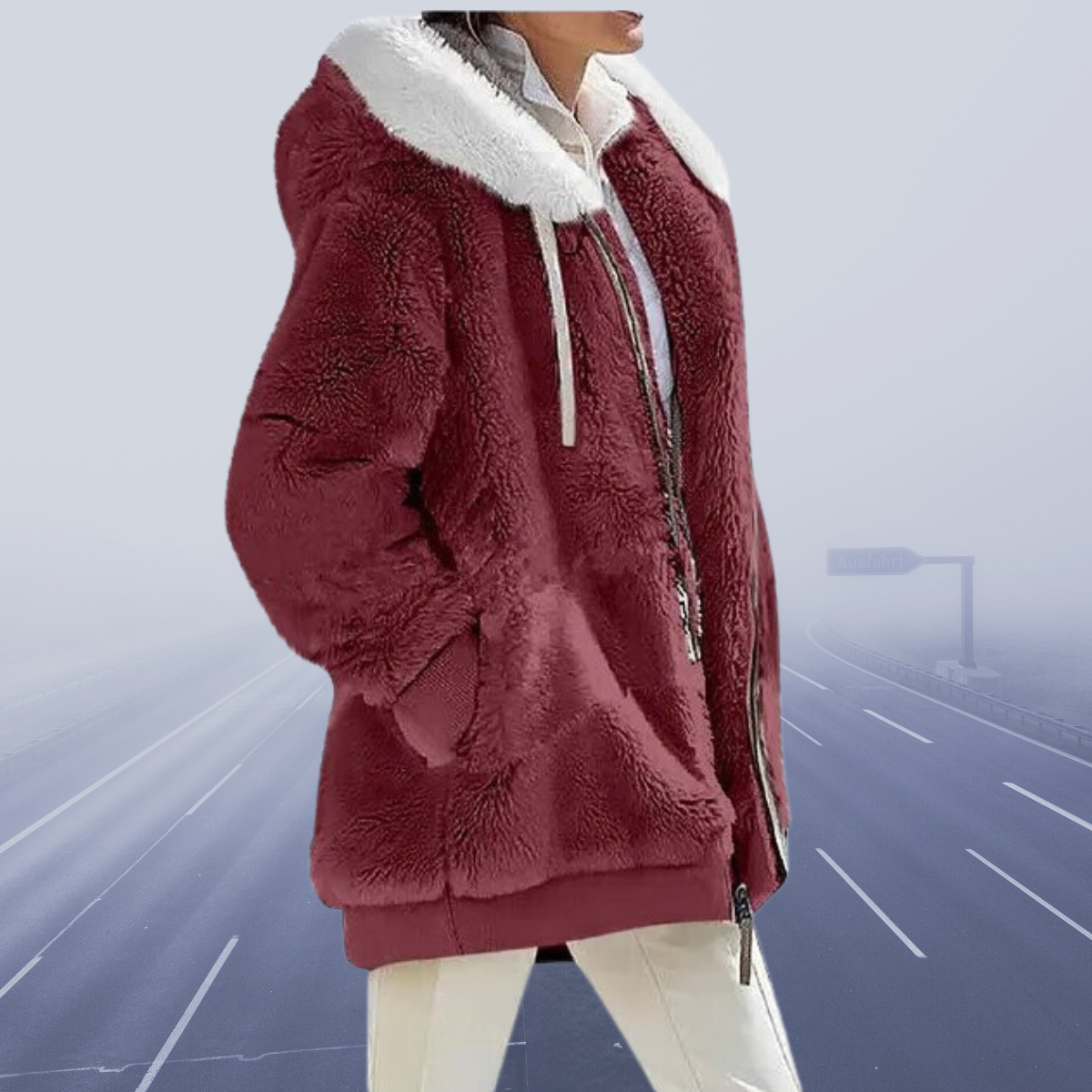 Leuntje - Casual fleece jas met capuchon