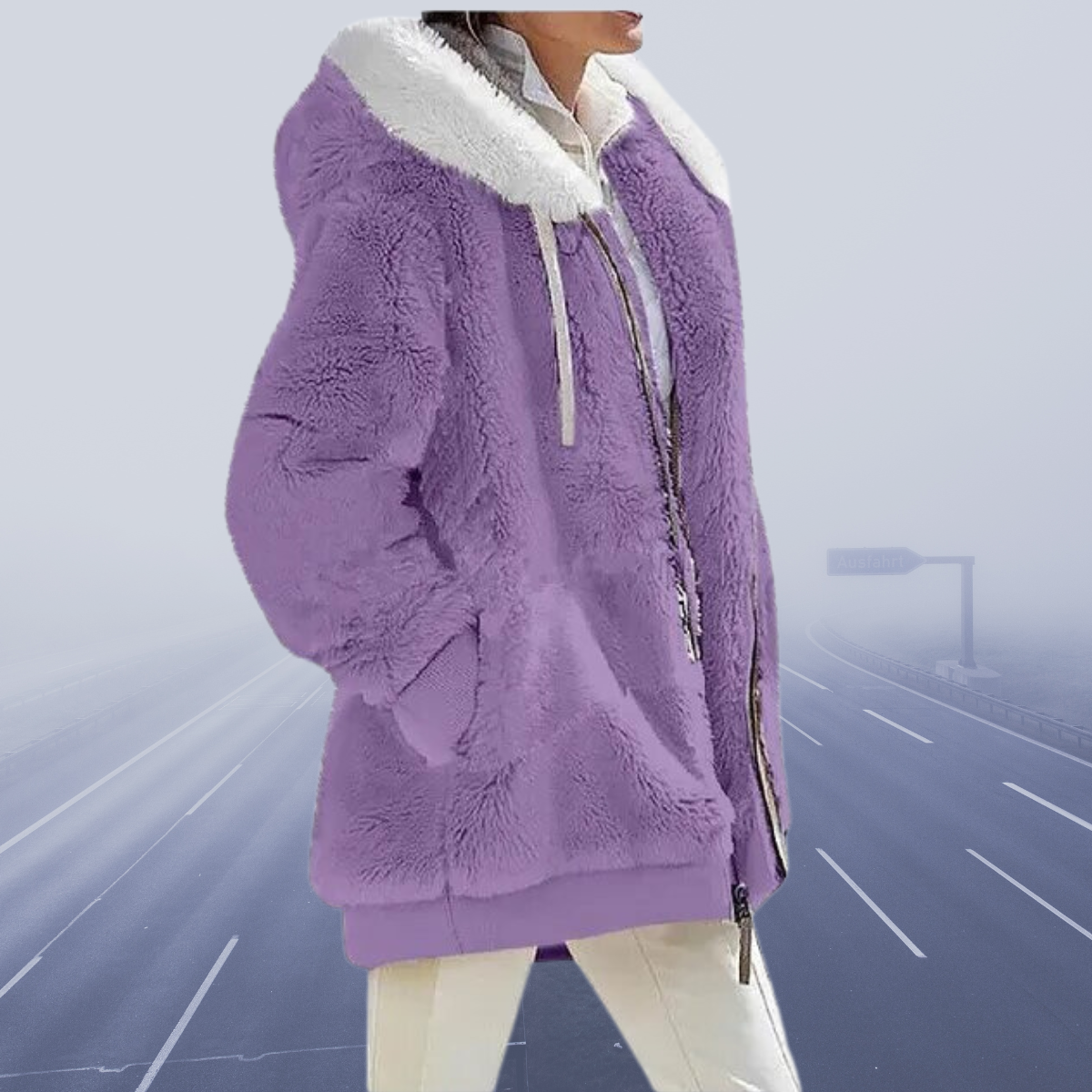 Leuntje - Casual fleece jas met capuchon