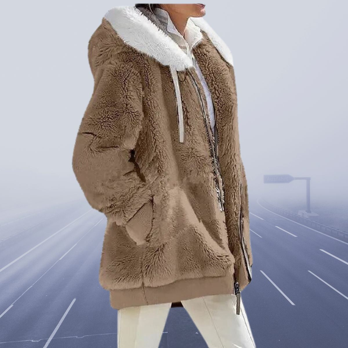 Leuntje - Casual fleece jas met capuchon