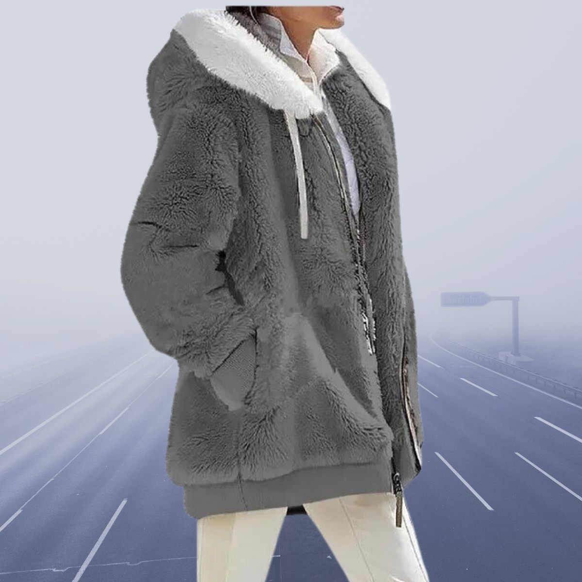 Leuntje - Casual fleece jas met capuchon