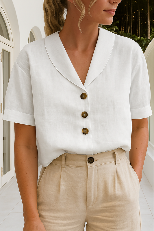 Lichelle - V-hals shirt met trendy design en knoopen