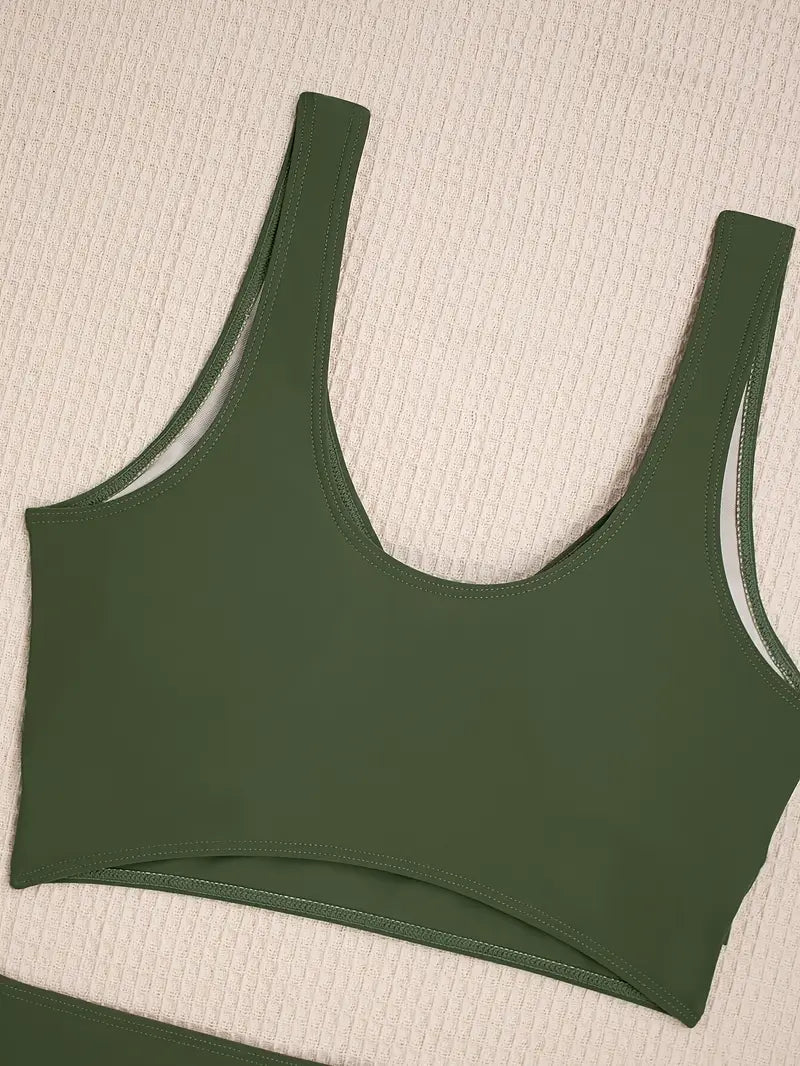 Louelle - Bikini Green Stretch Tie-Side Vintage