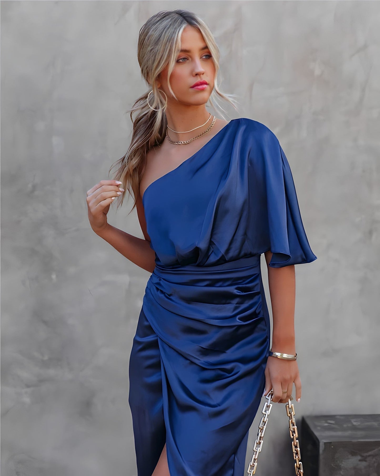 Luna - Chic Zijden One-Shoulder Jurk voor Dames