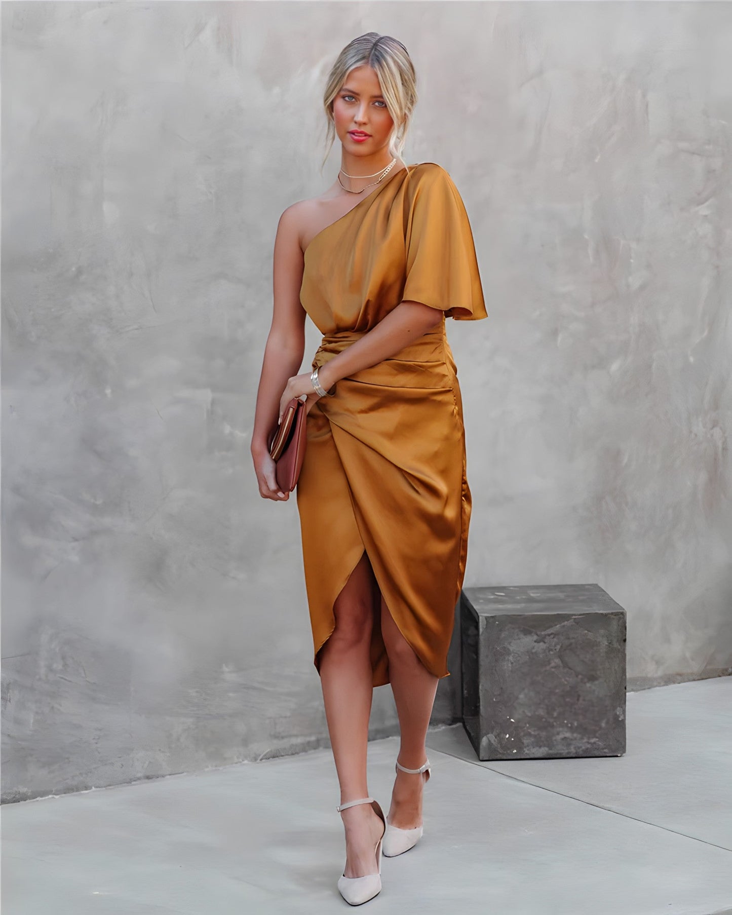 Luna - Chic Zijden One-Shoulder Jurk voor Dames
