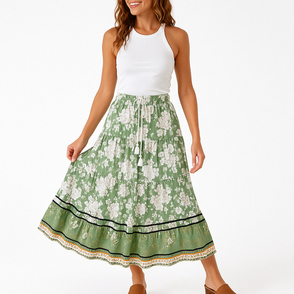 Lyke - A-lijn Rok Maxi Bohemian Bloemenprint