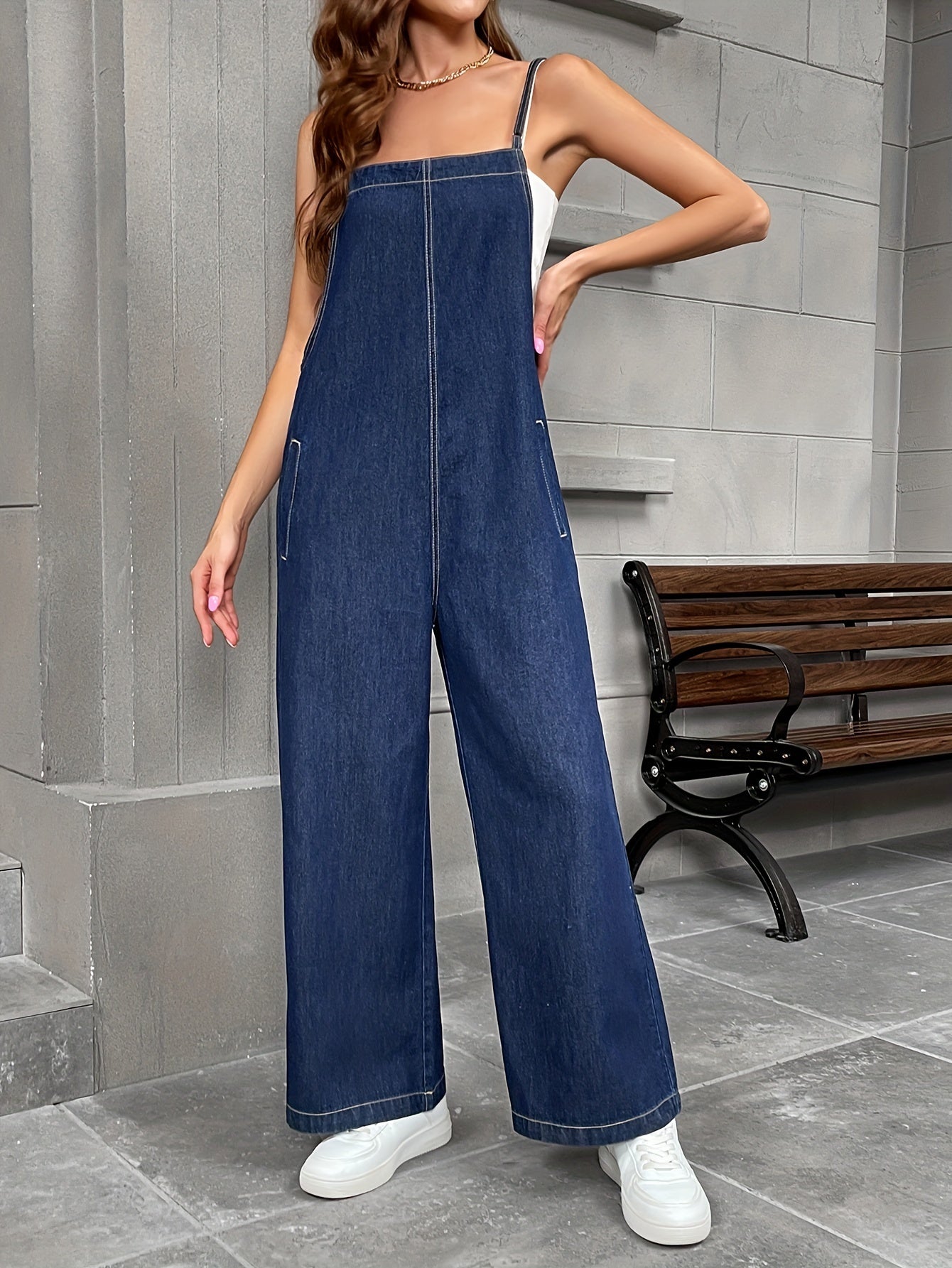 Madeline - Denim damesoverall donker
