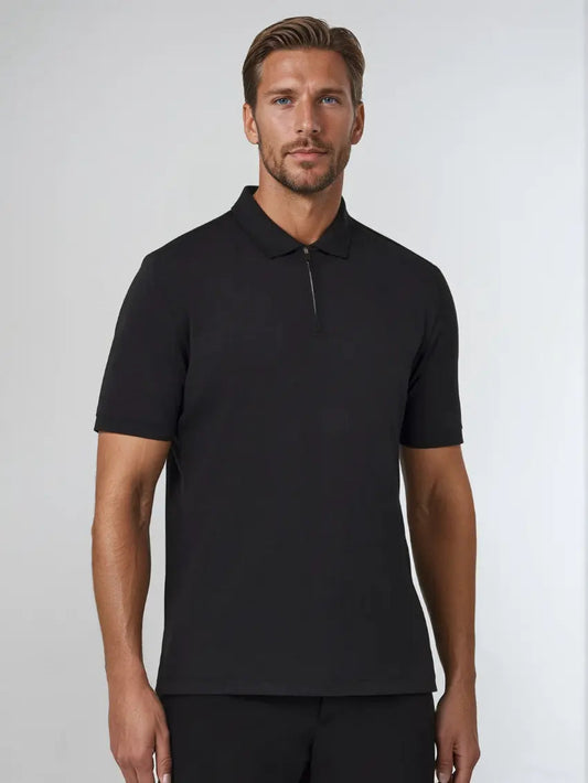 Marcos - Zwarte zomer polo met rits