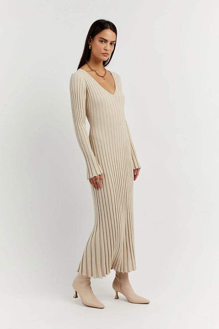 Milica - Gestreepte Maxi Dress Met V-hals