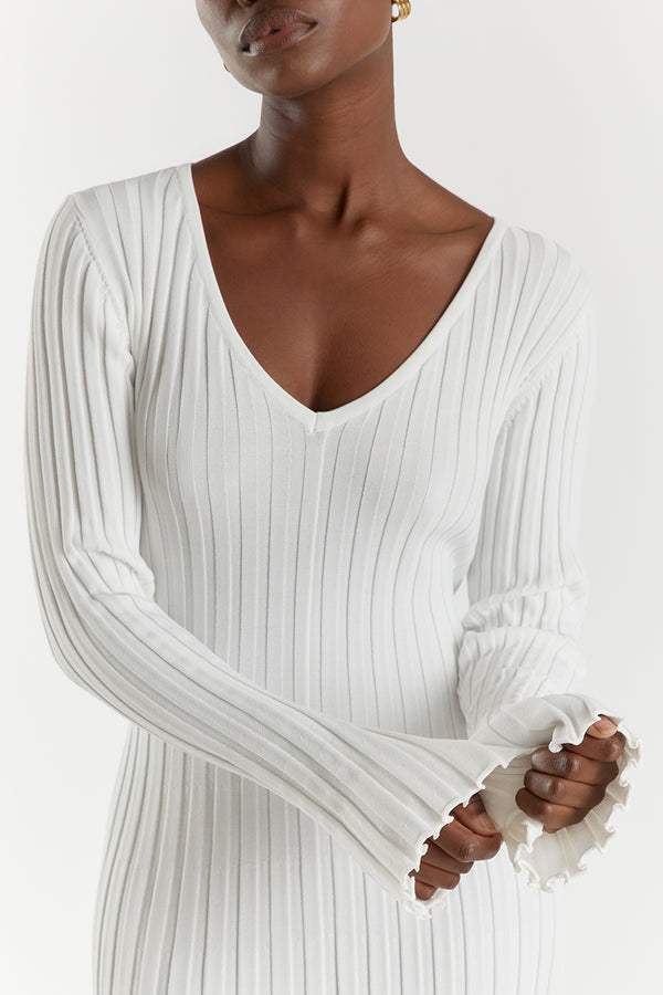 Milica - Gestreepte Maxi Dress Met V-hals