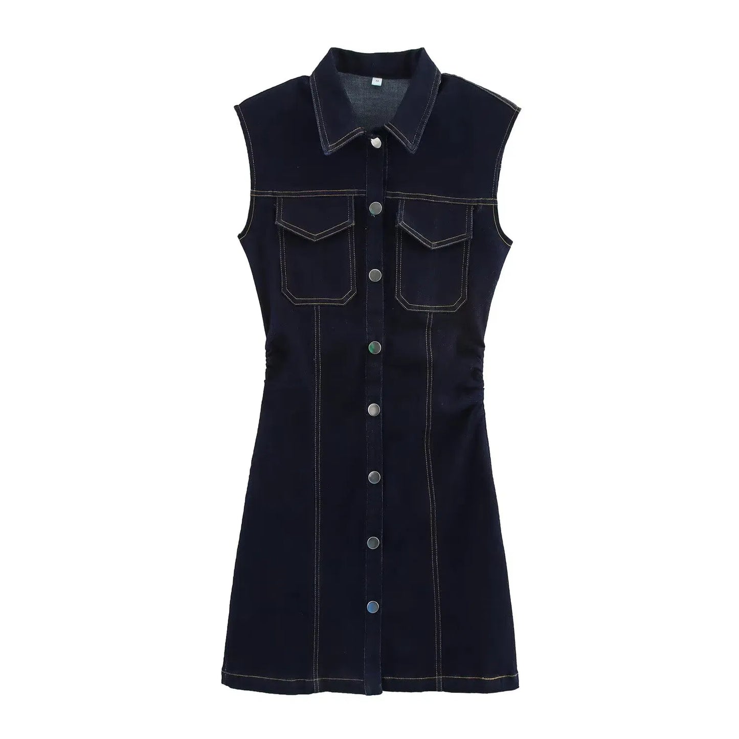 Myrle - Slank Denim Mouwloos Mini Jurkje