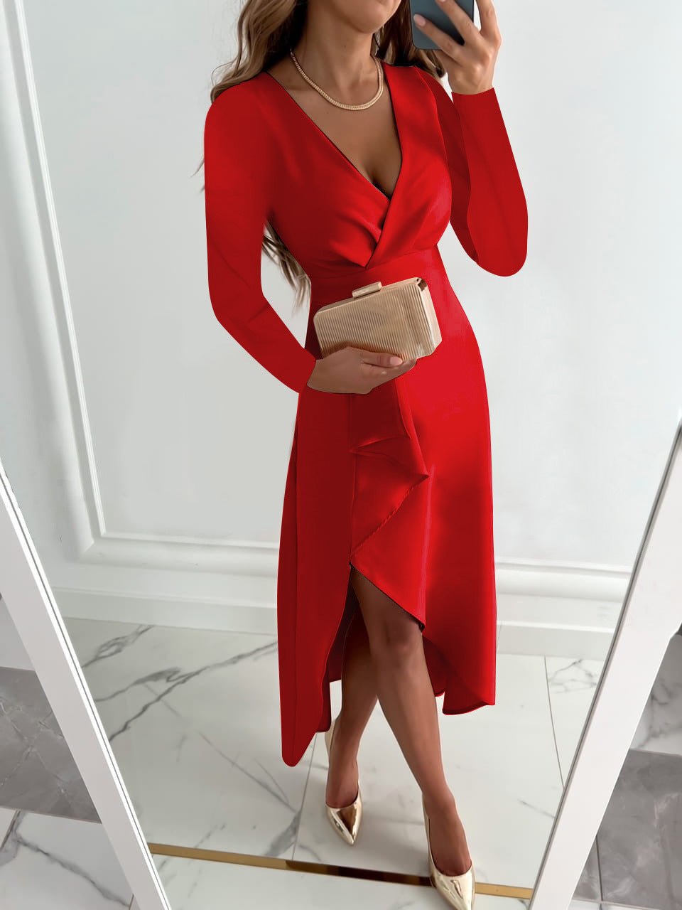 Noore - Midi jurk met lange mouwen