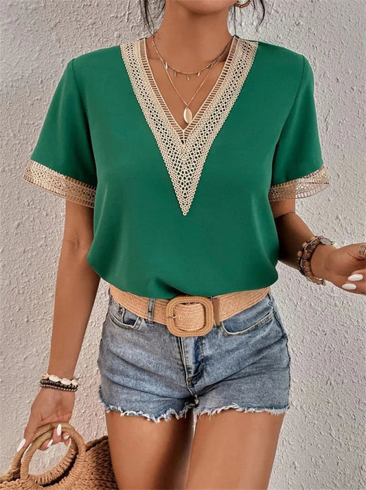 Noraly - V-hals Kant Top
