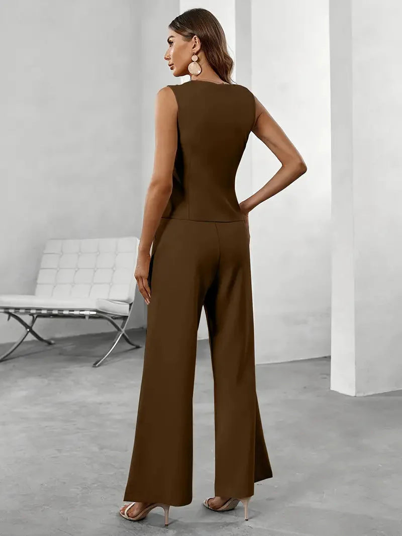 Rishana - Dames tailored set met gestructureerde blazer en taps toelopende broek