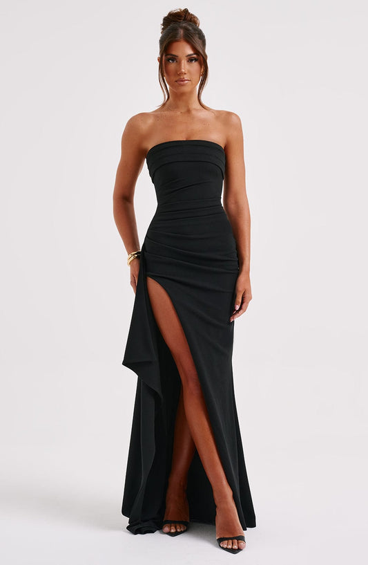 Roksana - Off-Shoulder Jurk met Hoge Split