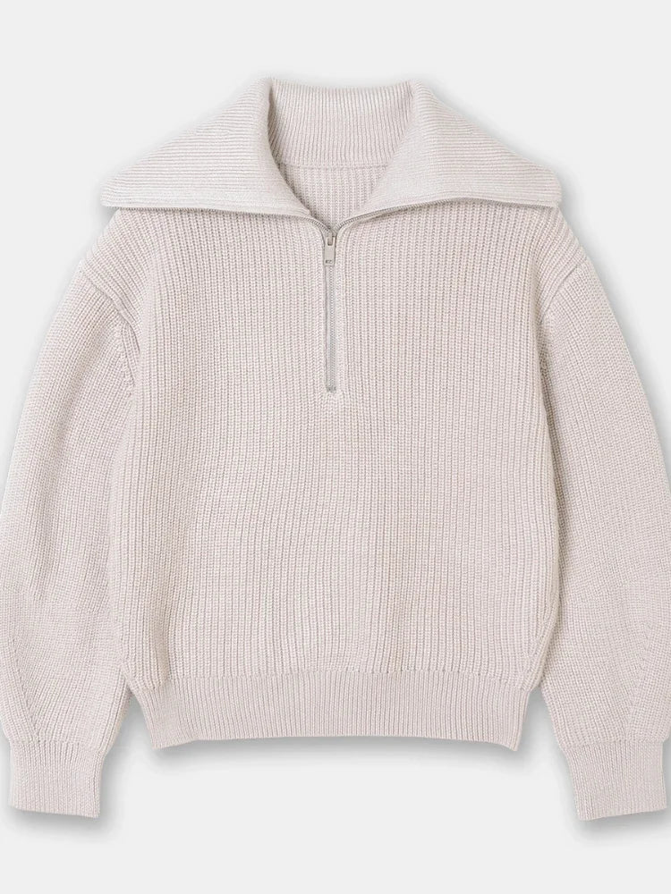 Lavina - gestreepte trui met half-zip
