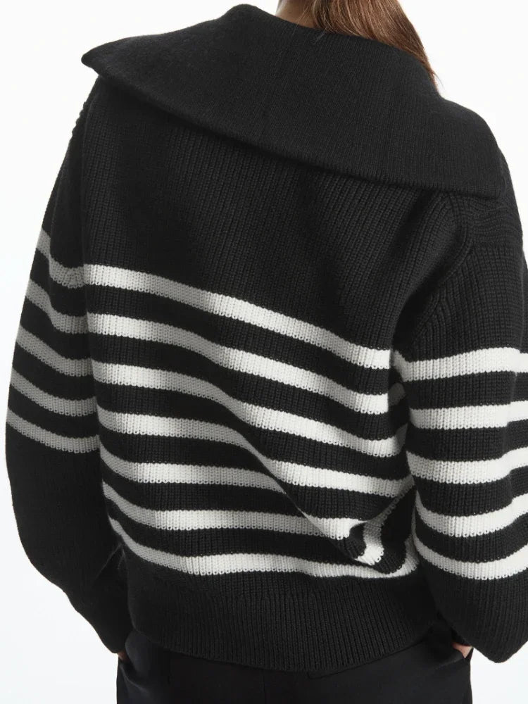 Lavina - gestreepte trui met half-zip