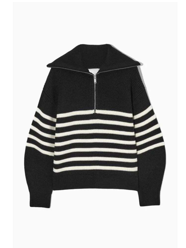 Lavina - gestreepte trui met half-zip