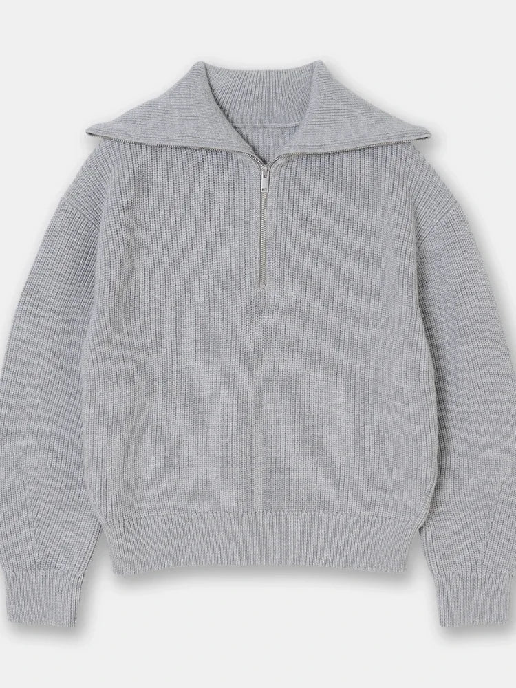 Lavina - gestreepte trui met half-zip